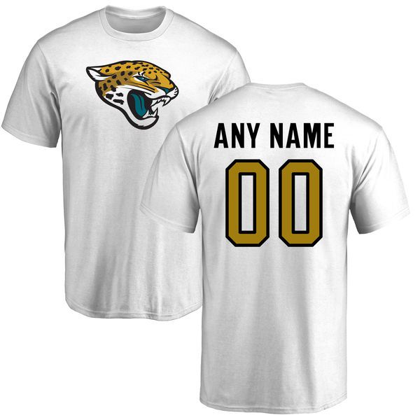 Men Jacksonville Jaguars NFL Pro Line White Custom Name and Number Logo T-Shirt->->Sports Accessory